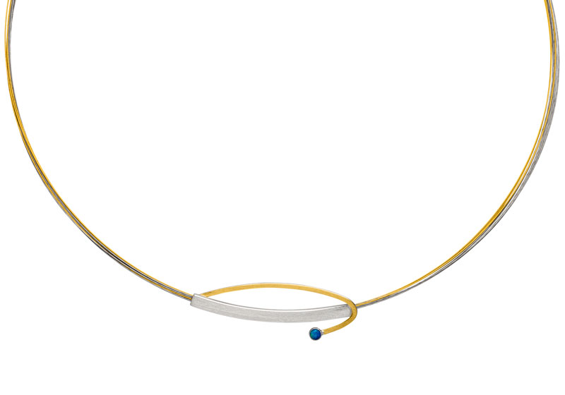 SILBER/GOLD COLLIER MIT OPAL